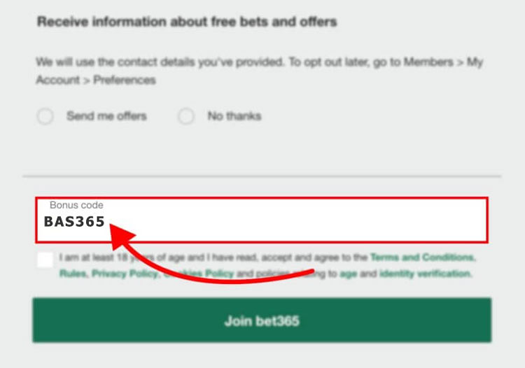 bet365 bonus code registration form