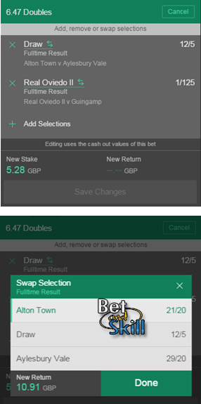 Bet365 Edit Bet - How to swap a selection