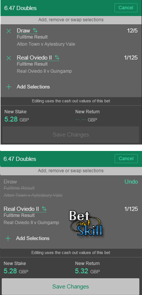 Bet365 Edit Bet - How to delete a selection