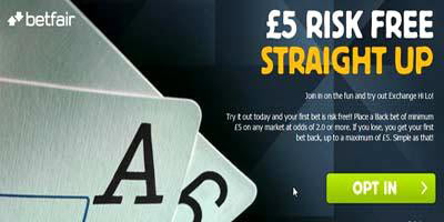 Betfair Exchange Games: 5 pound risk-free bet