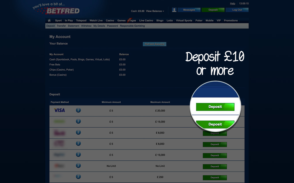 Betfred Deposit