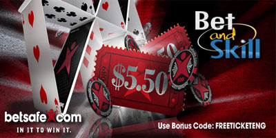 Betsafe Poker: Free $5.50 Tournament Ticket for all new players