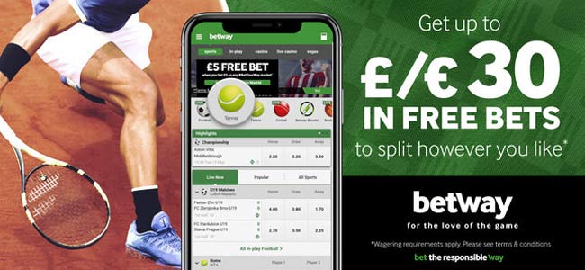 betway free bet on tennis