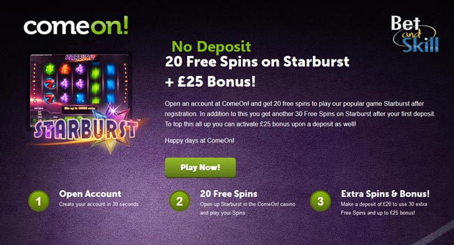 comeon no deposit free spins