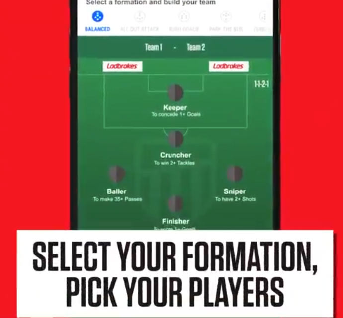 ladbrokes 5-a-side select formation