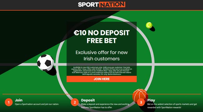 sportnation no deposit free bet