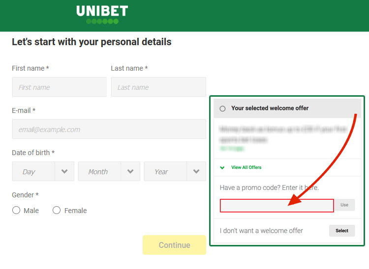 unibet registration promo code